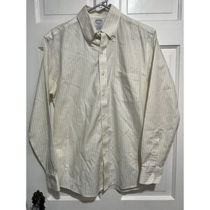 15-33 Mens Button Down Shirt Brooks Brothers Yellow Stripe